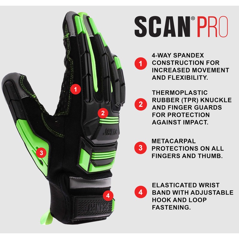 Scan Pro Anti Impact Gloves – Protective Work Gloves with