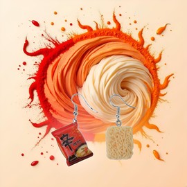 1Pair Funny Instant Noodle Chili Simulation Food Drop Earrings Women Fashion Jewelry Hook Earrings Artist Painter Jewelry Durable, Women's Drop and Dangle Earrings