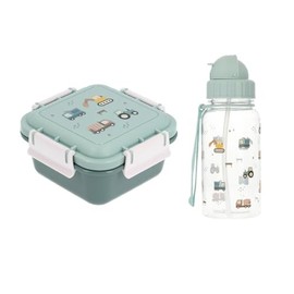 Tutete Lunch Box for Children, Bento Box 780 ml and Tritan Drinking Bottle 500 ml, BPA-Free, Practical and Lightweight, Ideal for School, Nursery and Excursions, Trucks