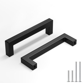 homdiy 30 Pack Cabinet Pulls 4 Inch Black Kitchen Cabinet Handles Stainless Steel Drawer Dresser Pulls Drawer Handles Stainless Steel Dresser Hardware Center to Center 102mm Square Bar Hardware