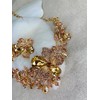 MMonesu Crystal Flower Bib Statement Necklace Set Chunky Champagne Diamond