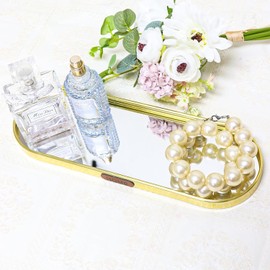 SEMSOIIO Oval Stainless Steel Jewelry Tray, Decorative Tray,Jewelry Tray,Cosmetic Perfume Decorative Tray Organizer,Gift for Women (Oval Small)