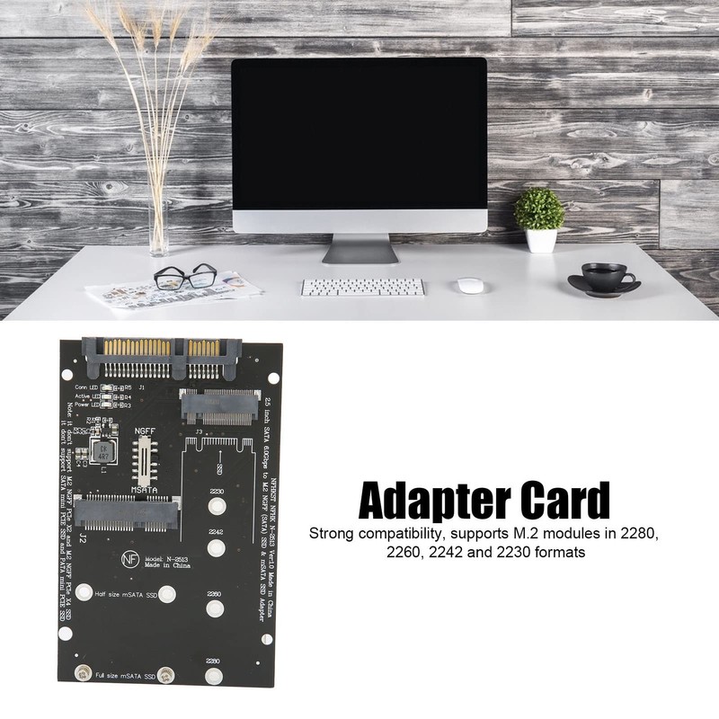 M.2 to SATA Converter Adapter, SATA M.2 + MSATA to