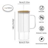 erichbow 32oz Ribbed Glass Cup with Handle Bamboo Lid and