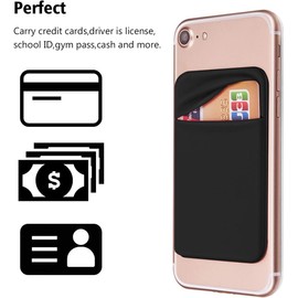 PeakTrend Cell Phone Pocket Self Adhesive Card Holder Stick On Wallet Sleeve with Adhesive RFID Card ID Credit Card ATM Card Holder storage for Phone Android (Black)