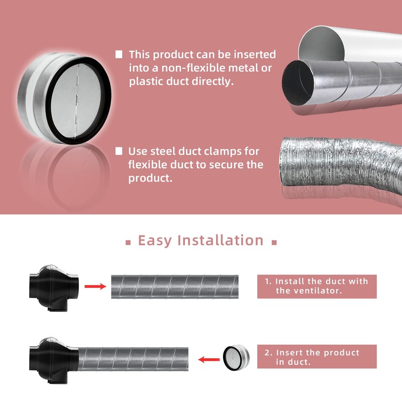 WeCooper 100mm - 4 inch Connector with Backdraught Shutter, Non-Return