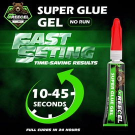 GREEGEL Super Glue Gel - Instant Cyanoacrylate (CA) Single Use Glue All Purpose Superglue Clear Adhesive for Plastic, Shoes, Metal, Glass, Ceramic, Wood, Quick Fixes - 3G x 12 Tubes