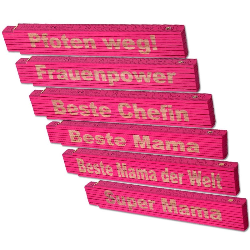 TE-Trend Folding Ruler, Pink, 2 Metres, Folding Ruler, Laser Engraving,