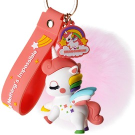 HONYJOOM Bonito llavero de regalo – Llavero de unicornio, accesorios Kawaii, llavero de mochila, llavero para llaves de coche, llavero para niños y niñas, A-blanco, 2.1x8.5inch