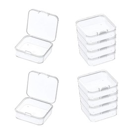 BRIIKPP Small Compartment Case, Accessory Storage Case, Transparent with Lid, Set of 10, 2.2 x 2.2 x 0.8 inches (5.5 x 5.5 x 2 cm), Storage for Small Items, Beads,