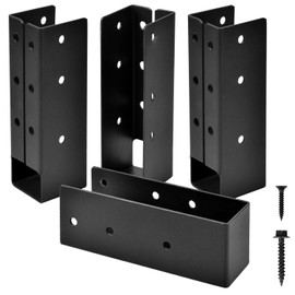 4 Pcs Upgraded Concealed Beam Hangers, 2"x4" Outdoor Concealed Flange, Q235B Steel Frame Bracket, Railing Bracket for Beam, Swing, Handrail, Fence 2"x4" (Black)