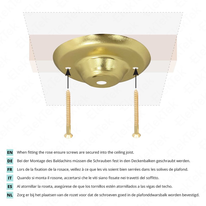 ElekTek Ceiling rosette diameter 75 mm with hook, metal finishes,