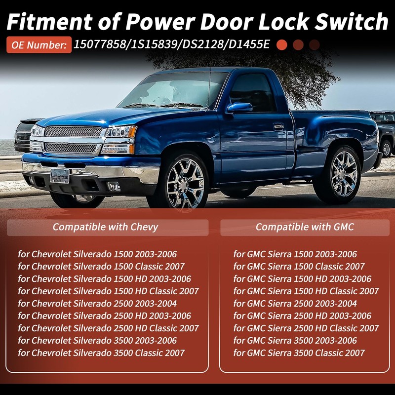 SWITCHRISE No.15077858 Power Door Lock Switch for Chevy Silverado 1500