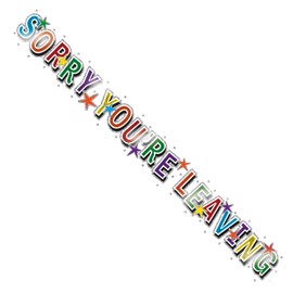 Sorry You're Leaving Holographic Recyclable Birthday Party Banner