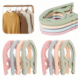 Folding Clothes Hangers 12pcs,4 ColorsTravel Hangers Foldable Portable Plastic Clothes Coats Hangers Home Hotel Camping Holiday Travel Accessories Cruise Essentials