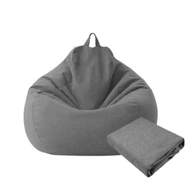Large Small Lazy Sofas Cover Chairs Without Filler Linen Cloth Lounger Seat Bean Bag Pouf Puff Couch Tatami Living Room Beanbags (100x120cm)
