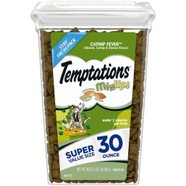 Temptations Mixups Catnip Fever Cat Treats - Crunchy & Soft Texture, 30 Oz Tub