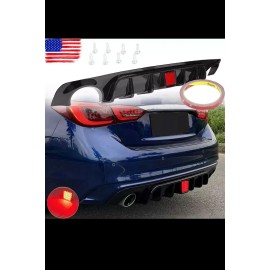 YLT Auto For 2018-22 2023 Infiniti Q50 Gloss Black Rear Bumper Diffuser Lip W/ LED Light