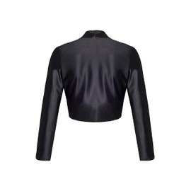 DANAEST Women's Bolero Satin Festive Shoulder Jacket Long Sleeve 709, black