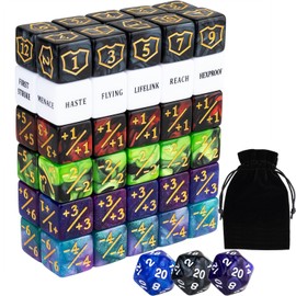 63 PCS Abilities Keyword Magic Counter Dice MTG Counters Dice Set Life Buff Tokens D6 Dice Compatible with MTG, TCG, Card Gaming Accessories