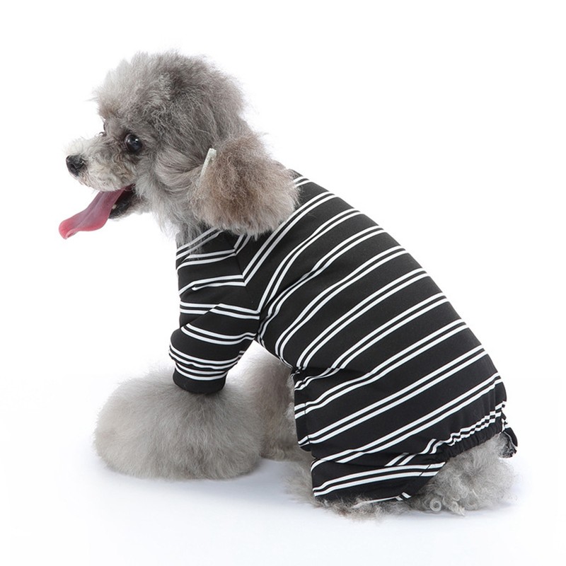 Dog Striped Pajamas Classic Black White Stripe Lightweight Full Coverage