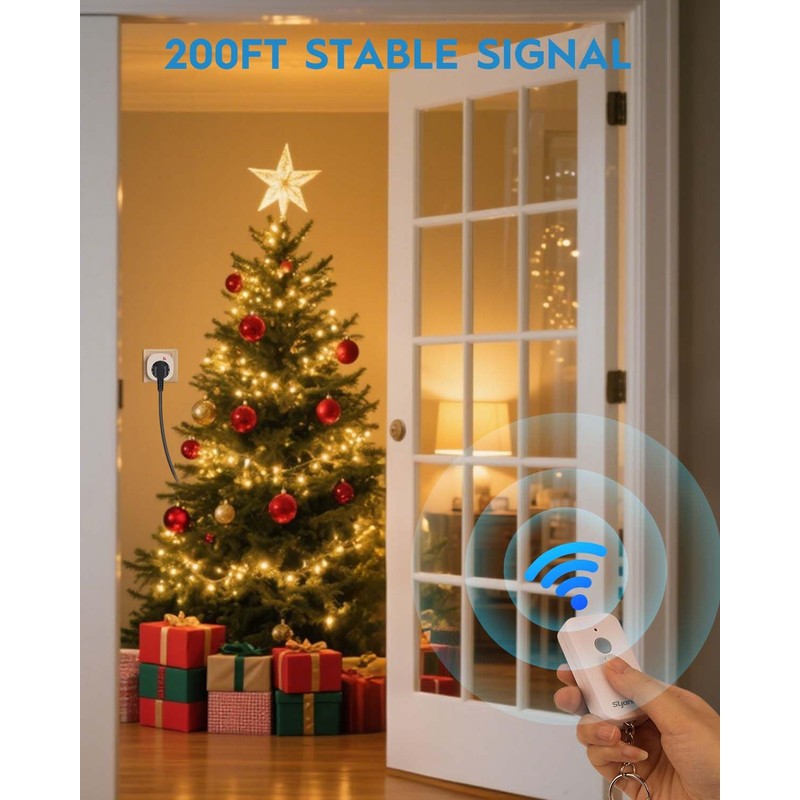 Syantek Remote Control Outlet, Wireless Remote Light Switch Kit, 15A/1875W,