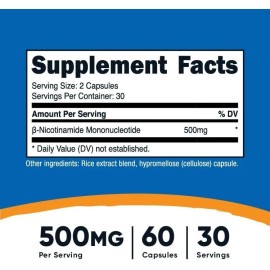 Suplemento Nmn 500mg, Antienvejecimiento,aumenta Niveles Nad Sin Sabor                                                                                