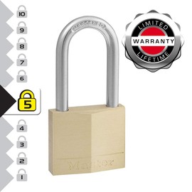 Master Lock 140EURDLF Key Padlock with Brass Body and Medium Shackle, Gold, 7,6 x 4 x 1,3 cm