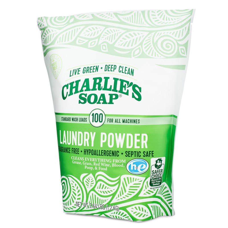 Charlie’s Soap Laundry Powder (100 Loads, 3 Pack) Hypoallergenic Deep