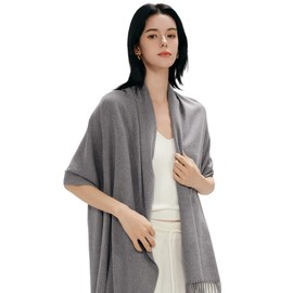 MaaMgic Womens Large Soft Cashmere Feel Pashmina Shawls Wraps Winter Light Scarf, One Size, Dark Gray
