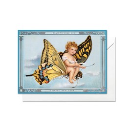 Funny Weird Victorian Christmas Greeting Card with Envelopes - Butterfly Child