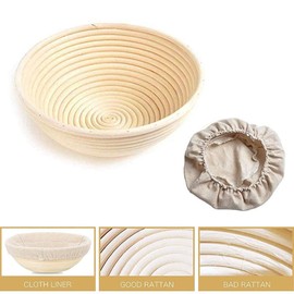 Round Bread Proofing Basket Banneton Proving Basket Natural Rattan Sourdough Proving Basket for Professional Home Bakers 22x8cm