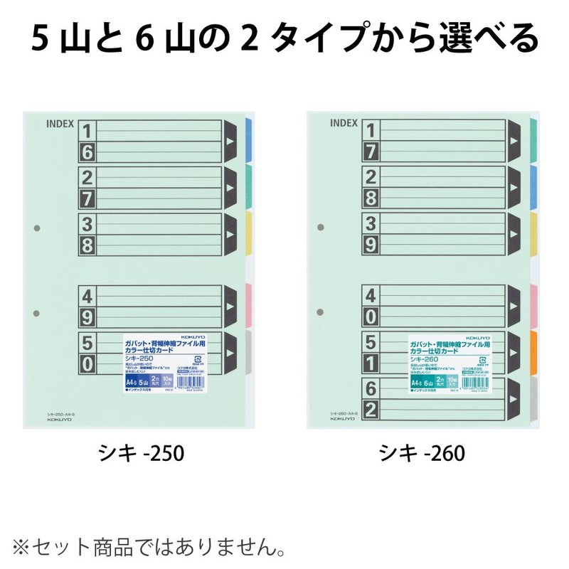 Kokuyo Shiki-260 File Index Divider Cards, Color, 6 Slots, Gabat/Back