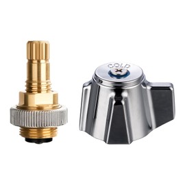 sepaitek Hand Wash Sink Faucet Handle Kit, Commercial Faucets Parts Replacement Handle, Blue Cold Metal Knob Handle with Brass Stem