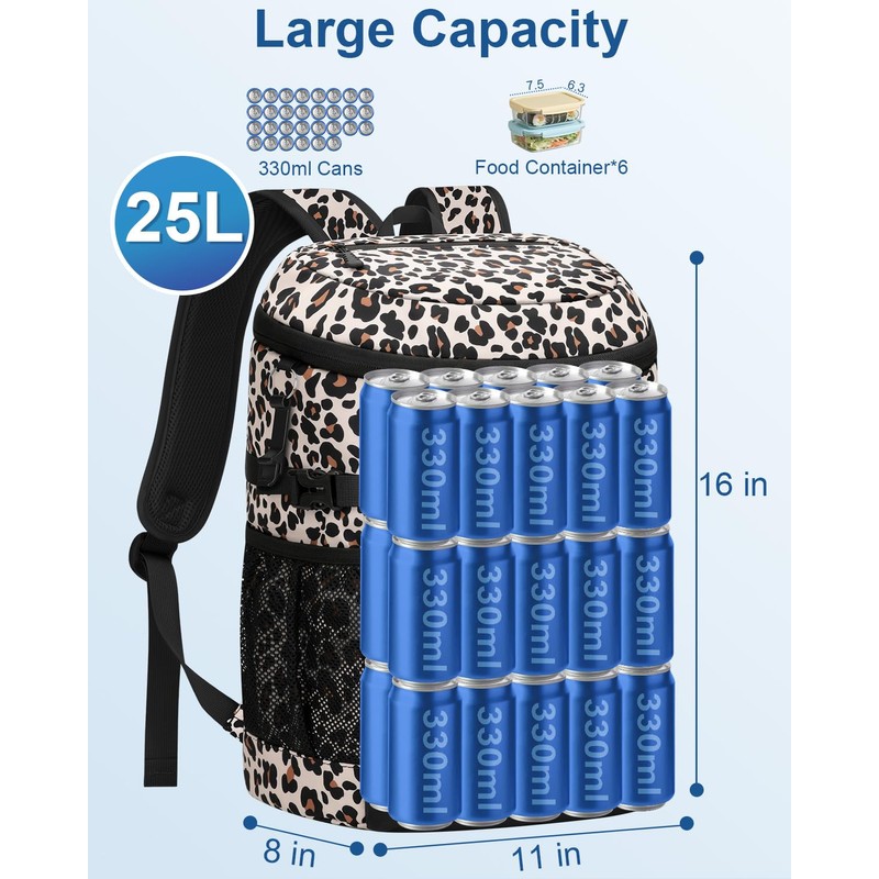 Pritent Cooler Backpack Insulated Waterproof,30 Cans Leakproof Lunch Backpack for