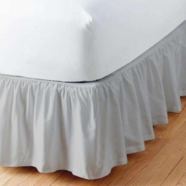 SlumberWell Twin Bed Skirt with Split Corners, Soft Microfiber, 12 Inch Drop, Light Grey Solid, Elegant Ruffled Design