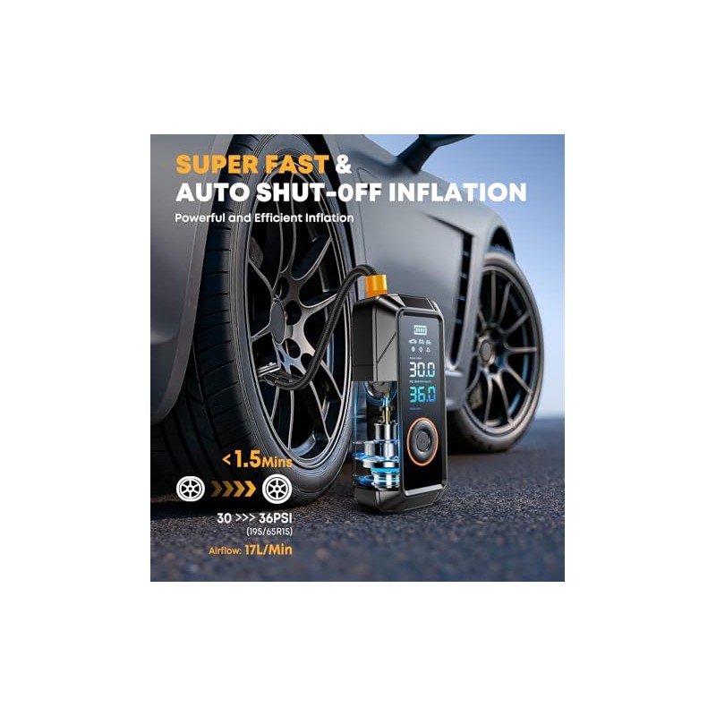 Portable Tire Inflator with Digital Pressure Gauge