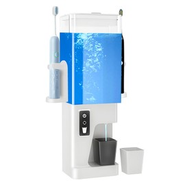 Automatic Mouthwash Dispenser with Magnetic Cups & 2 Toothbrush Holders – 700ml Wall-Mounted Smart Liquid Dispenser with 2 Adjustable Volumes, Type-C Rechargeable, LED Display, Easy Refill