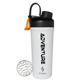 Ozizo Protein Shaker Bottle, Insulated Stainless Steel, Leak-Proof with Mixing Ball, White (White, 28 Ounces)