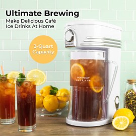 Nostalgia 3-Quart Iced Tea & Coffee Brewing System With Double-Insulated Pitcher, Strength Selector & Infuser Chamber, Also Perfect For Lattes, Lemonade, Flavored Water, White