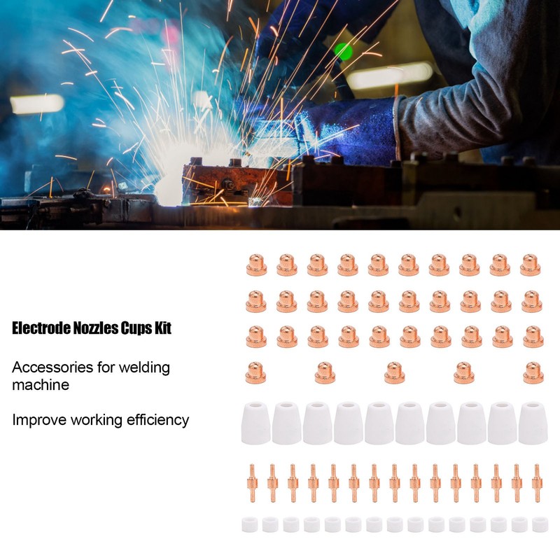 Electrode Nozzles Cups Kit Short PT‑31 Copper Consumables Welding Machine