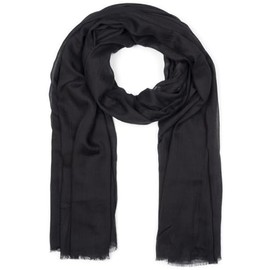 styleBREAKER Women's Scarf Lightweight & Transparent with Short Fringes Plain Scarf for Spring and Summer Soft Large Shoulder Scarf 188 x 100 cm, black, Unit size