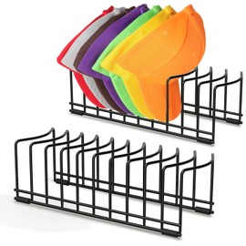 Ginyoyo 2 Pack Hat Stand for Baseball Caps, No Install Hat Organizer for 20 Baseball Caps, Tabletop Hat Rack Stand with Anti-slip Pads, Hat Holder Hat Display for Closet, Desktop, Dresser,Office-Black