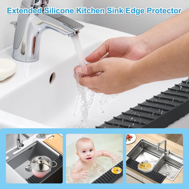 Silicone Faucet Splash Guard 4" x 30", Faucet Water Catcher