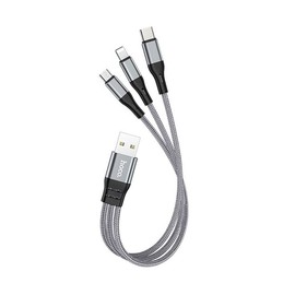 JTT hoco X47 3in1 Short Cable 25cm X47-3IN1S (Metal Gray)