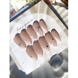 Wedding nails!!Watercolor lace ribbon nail tips✨ - Short stiletto / 웨딩네일!!수채화레이스 리본 네일팁✨ - 숏스틸레토