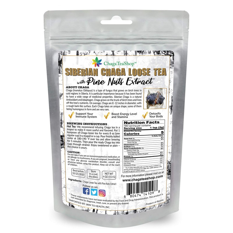 Siberian Chaga Mushroom Loose Tea with Pine Nuts Extract 4