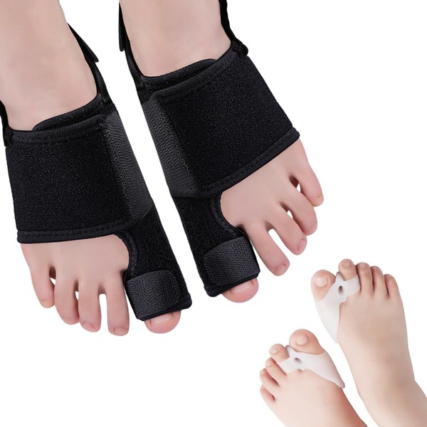 Rierousy Pack of 4 Hallux Valgus Corrector, Bunion Corrector, Hallux Valgus Splint, Toe Separator Hallux Valgus for Big Toe Pain Relief Day/Night Support Left and Right