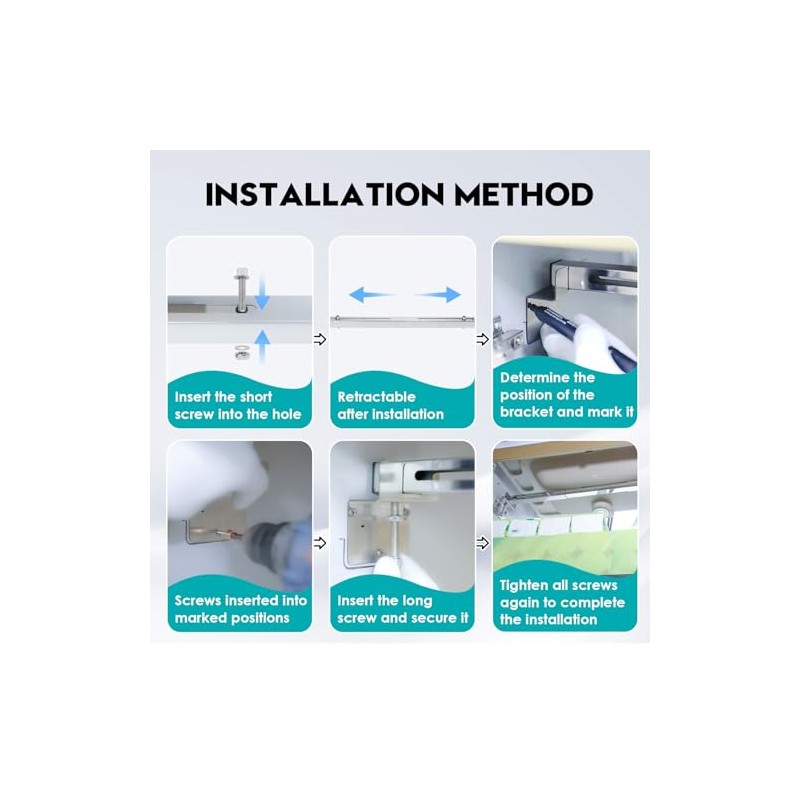 Undermount Sink Brackets, Stainless Steel Adjustable Undermounts Sinks Support, Horizontal