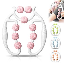 Yuragim Massage Roller, Massage Roller, Leg Massager, Cellulite Deep Tissue Massage Arm, Massage Roller with Handle Leg, Massage Roller (Pink)